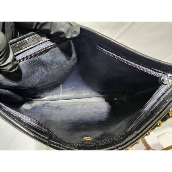 SOLDAuthentic Christian Dior Vintage Trotter Canvas Shoulder Bag Navy Blue/Beige - Picture 13 of 16